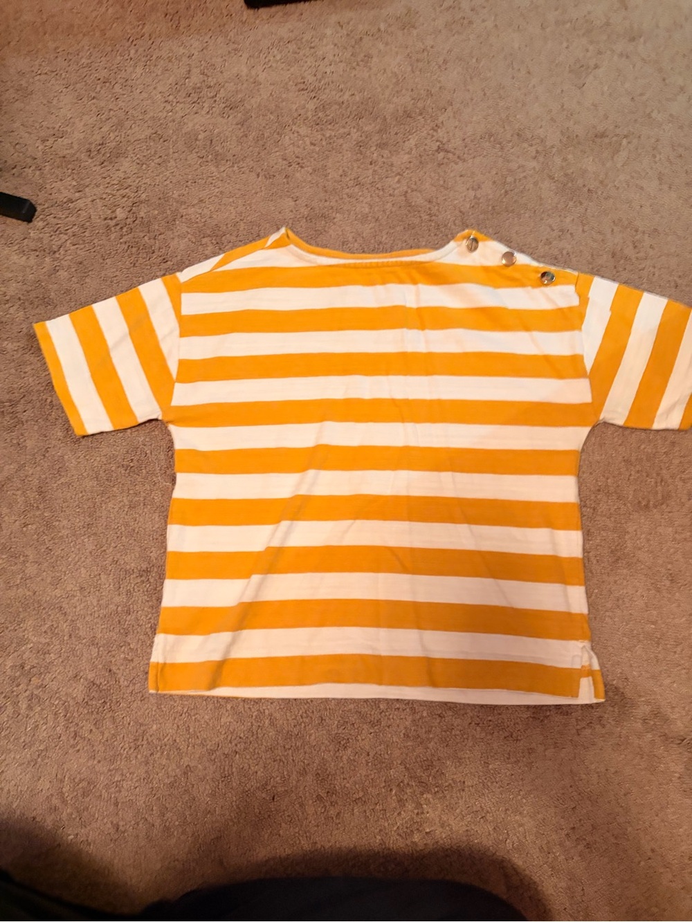 LOFT Yellow & White Striped Button-Shoulder Top